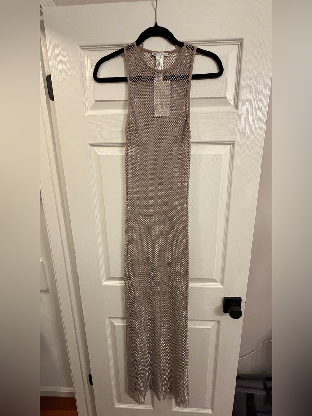 NWT Zara Rhinestone Mesh Maxi Dress